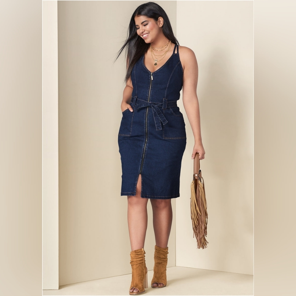 VENUS Denim Dress with Matching Belt